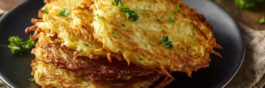 Crique ardéchoise dorée, galette de pommes de terre râpées servie dans une poêle
