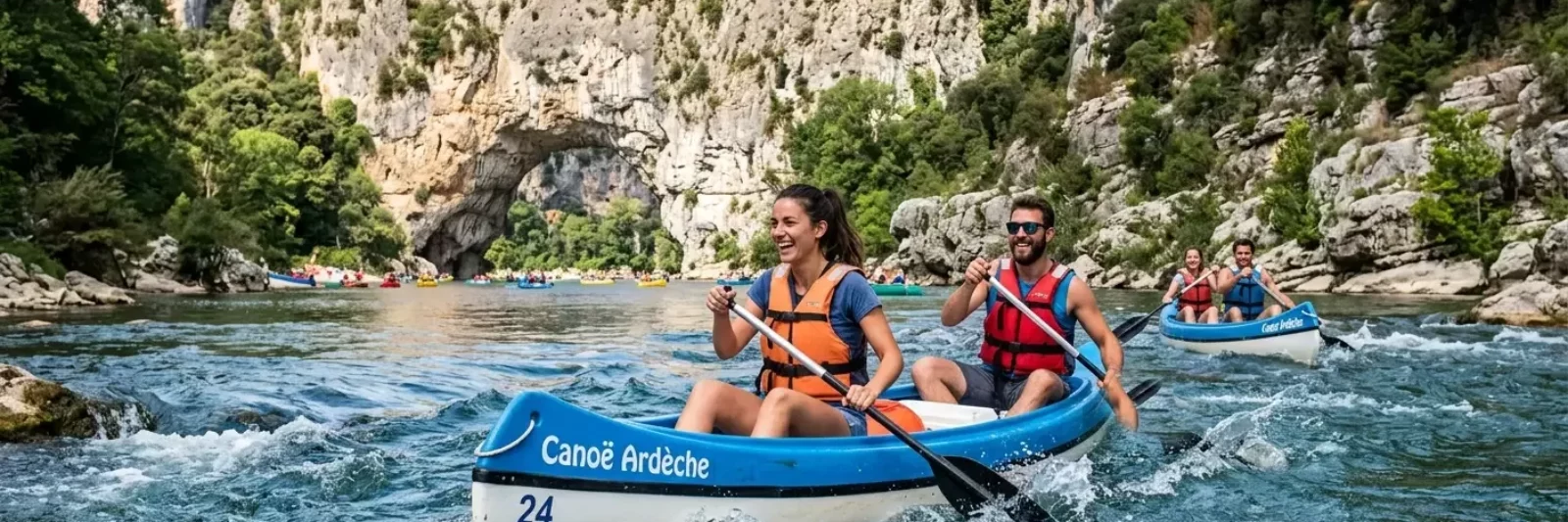 Descente en canoë sous le Pont d'Arc dans les Gorges de l'Ardèche
