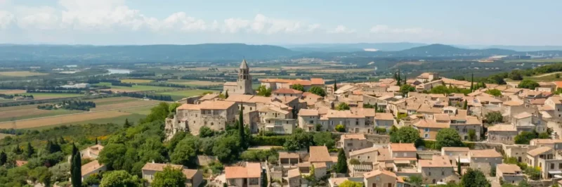 Village médiéval de La Garde-Adhémar perché sur son éperon calcaire en Drôme provençale