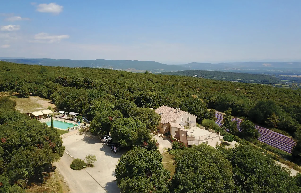 Vue aérienne du domaine du Mas Saint Antoine et sa piscine