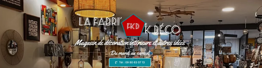 Devanture de la boutique déco La Fabri'K Déco, avenue Notre-Dame à Bourg-Saint-Andéol