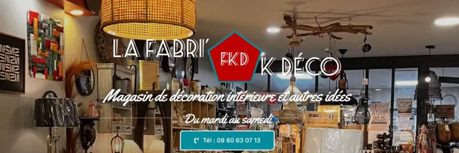 Devanture de la boutique déco La Fabri'K Déco, avenue Notre-Dame à Bourg-Saint-Andéol